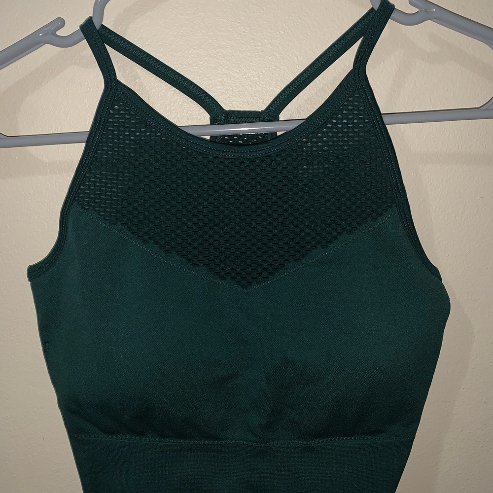 Dark Green Mesh Racerback Sports Bra | Size S